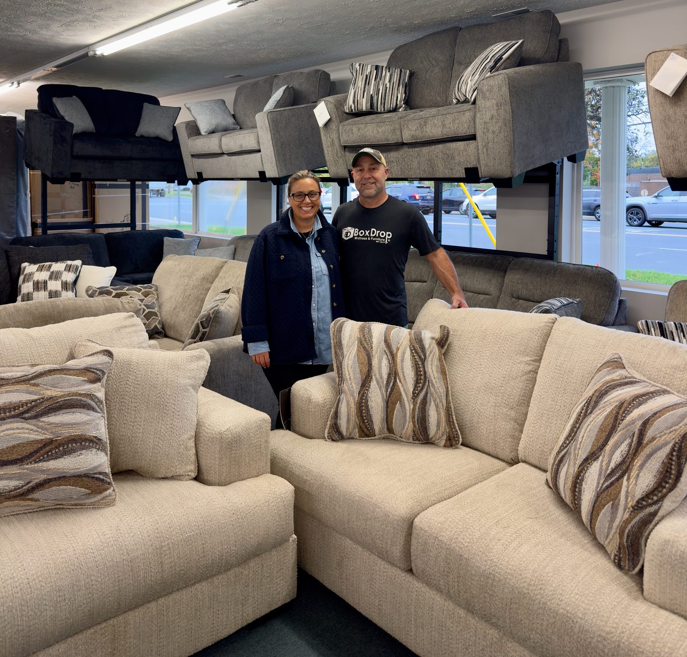 Mark and Sara, owners of BoxDrop Furniture Kalamazoo